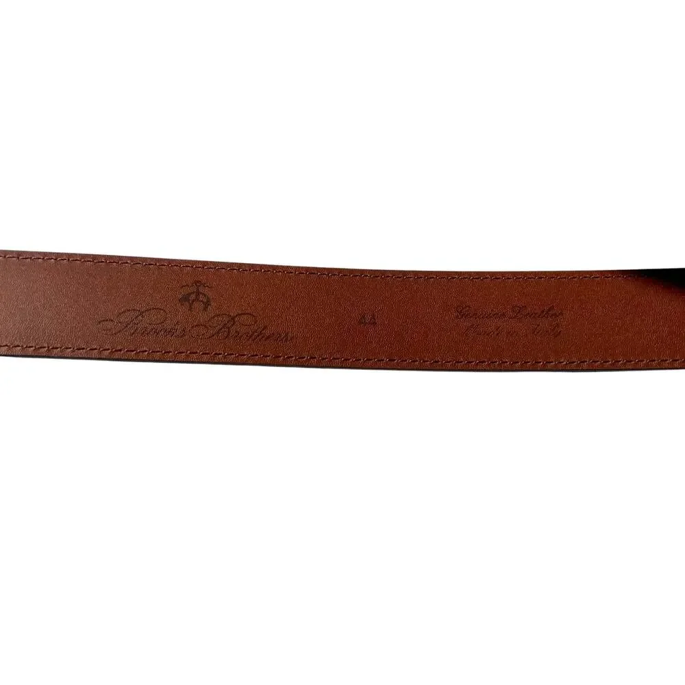 Brooks Brothers Brown Black Leather Belt Gold Tone Buckle Size 44 Italy